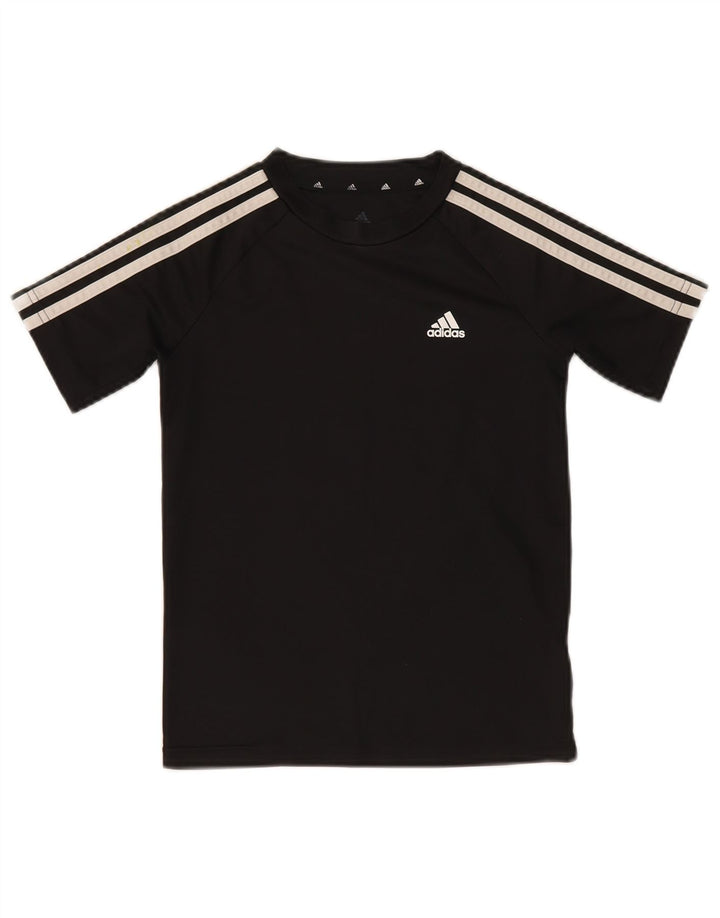 Adidas Boys Aeroready T-Shirt Top 9-10 Years Black Polyester