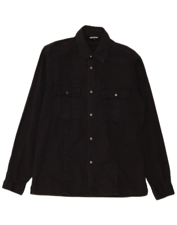 Trussardi Mens Denim Shirt Medium Black Cotton