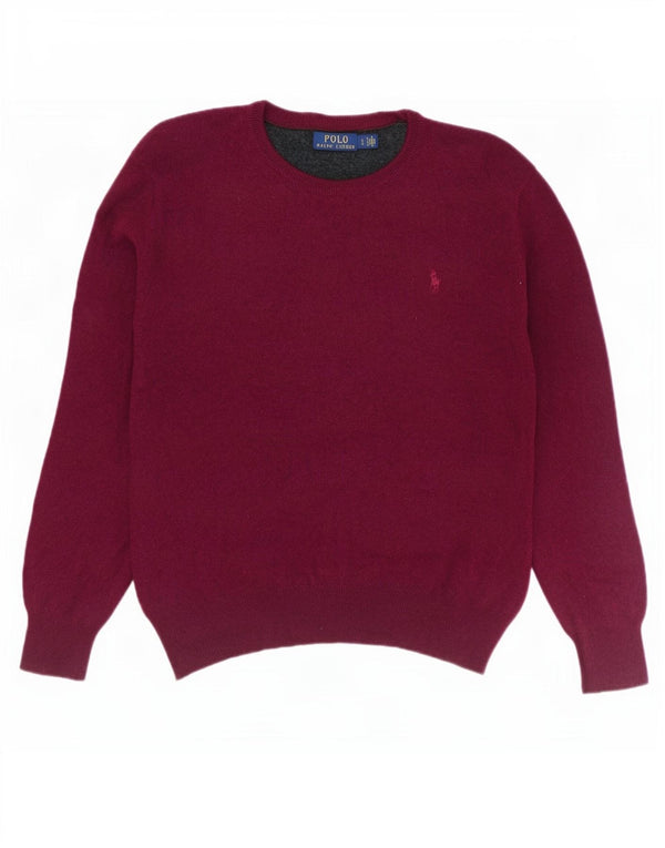 Polo Ralph Lauren Γυναικείο πουλόβερ με λαιμόκοψη UK 14 Μεγάλο Μαλλί Βουργουνδίας