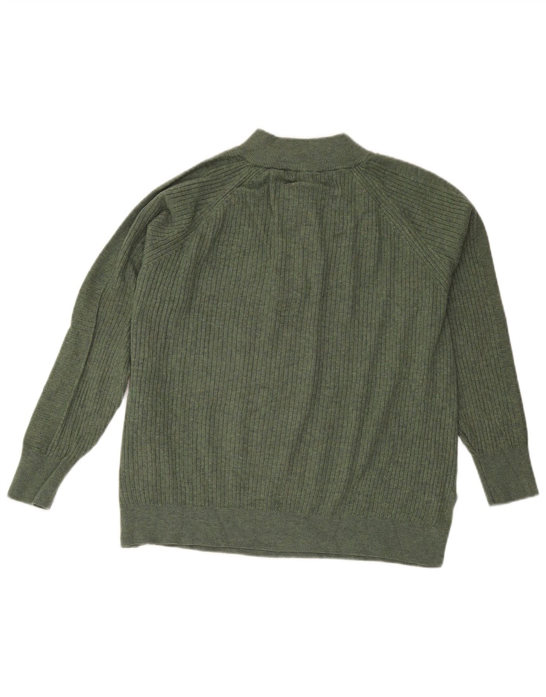 Marks & Spencer Womens Zip Neck Jumper Sweater UK 16 Large Green