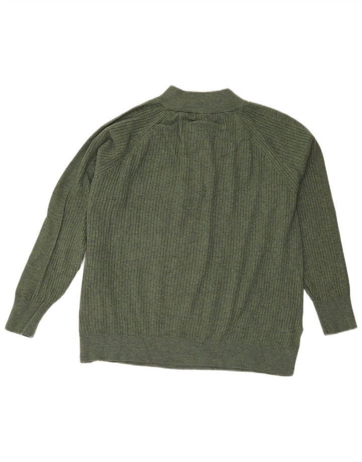 Marks & Spencer Womens Zip Neck Jumper Sweater UK 16 Large Green
