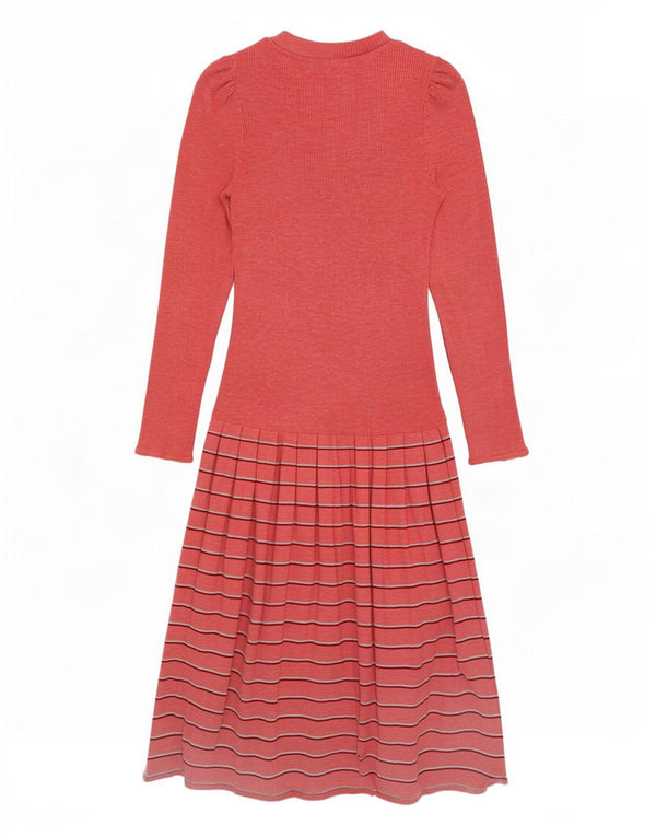 St Michael Dame Langærmet Jumper Kjole UK 12 Medium Pink Stribet