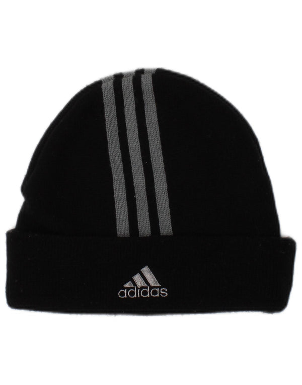 Adidas Mens Knit Beanie Hat One Size Black Striped Polyester