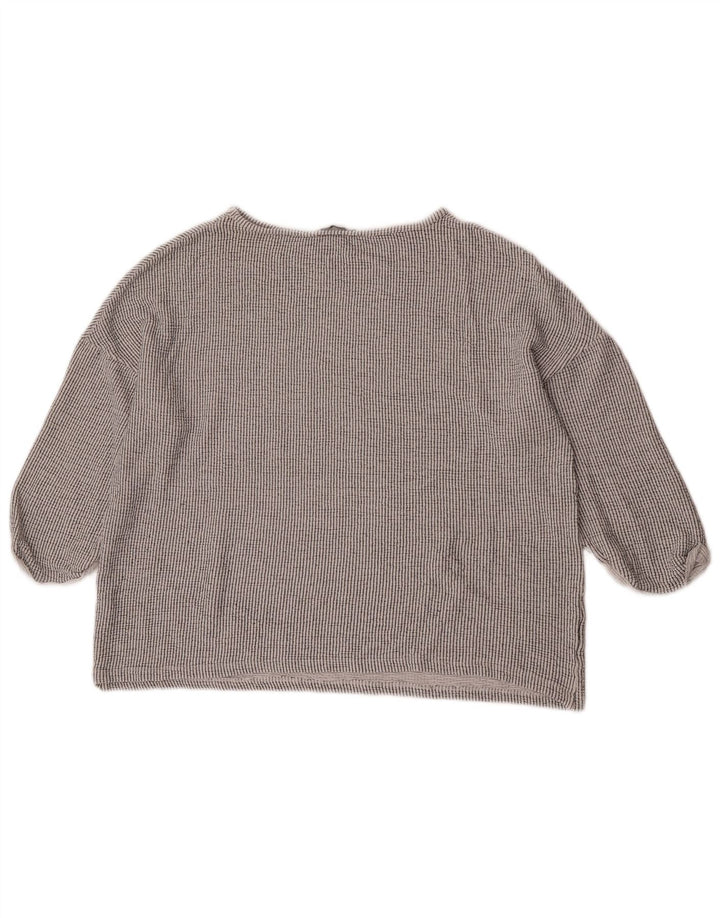 Damska bluzka oversize z rękawem 3/4 Zara UK 14 w średnie szare paski