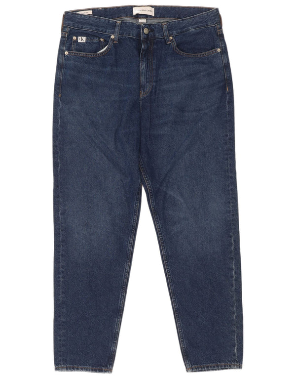Calvin Klein Mens Regular Tapered Jeans W33 L30 Blue Cotton