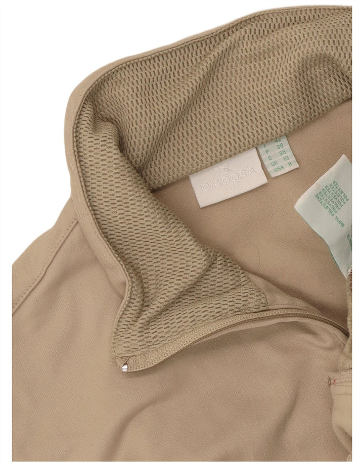 Diadora Womens Oversized Tracksuit Top Jacket UK 10 Small Beige Colourblock