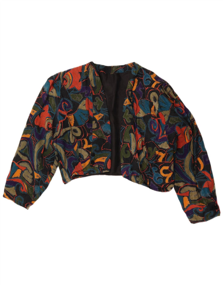 Giacca Bolero vintage da donna con motivo astratto UK 14 media multicolore