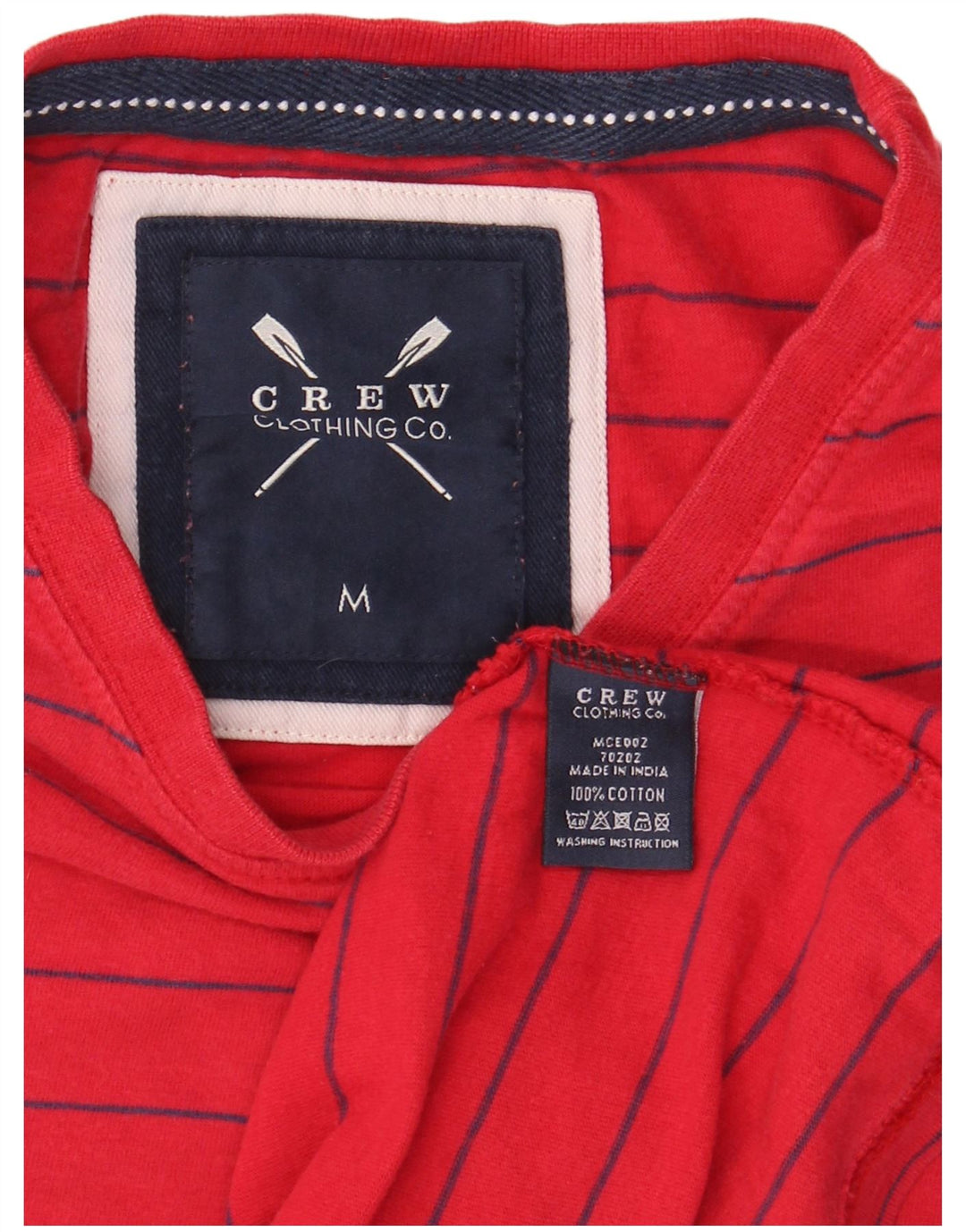 Crew Clothing Mens T-Shirt Top Medium Red Striped Cotton