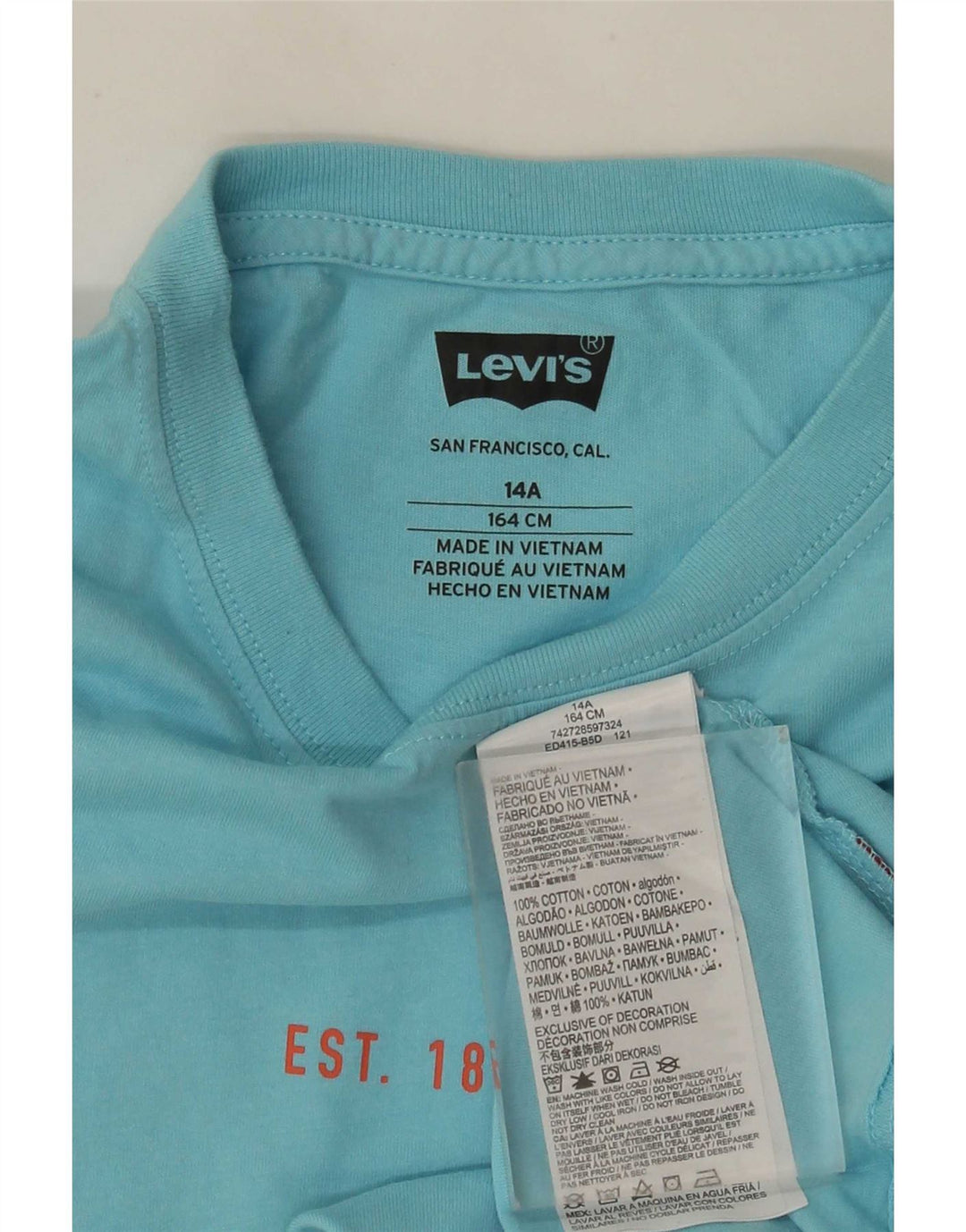 Levi's Boys Graphic T-Shirt Top 13-14 Years Blue Cotton