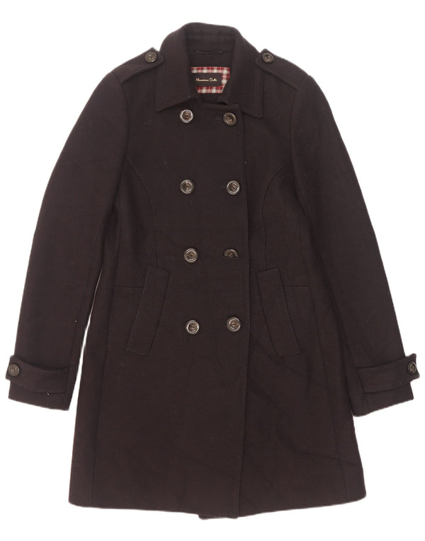 Massimo Dutti Womens Military Double Breasted Coat UK 10 Small Navy Blue
