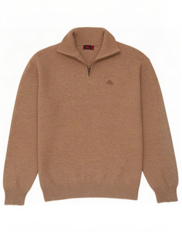 Maglione Kappa da uomo con zip e collo 2XL in lana marrone