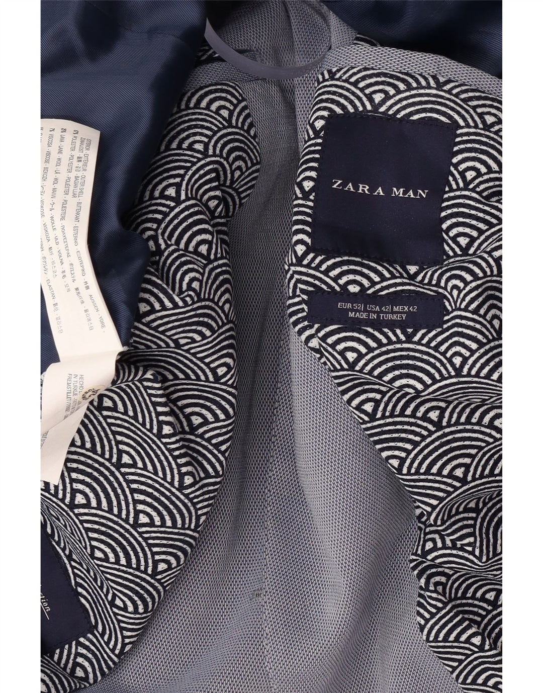 Zara Herre 2-knaps blazerjakke EU 52 Stor blå polyester