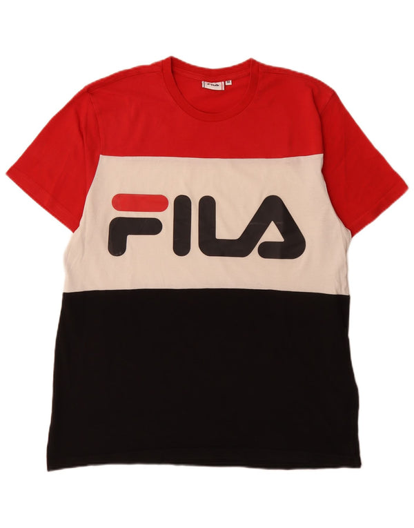 Fila Mens Graphic T-Shirt Top Médio Multicolorido Colorblock Algodão