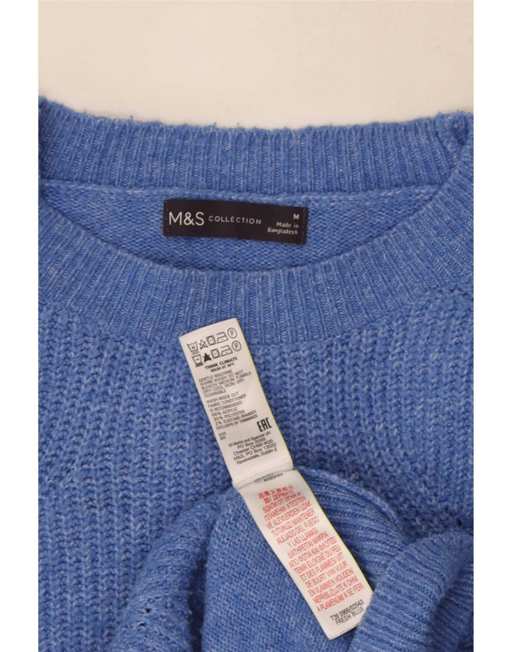Marks & Spencer Womens Oversized Crew Neck Jumper Sweater UK 14 Medium Blue