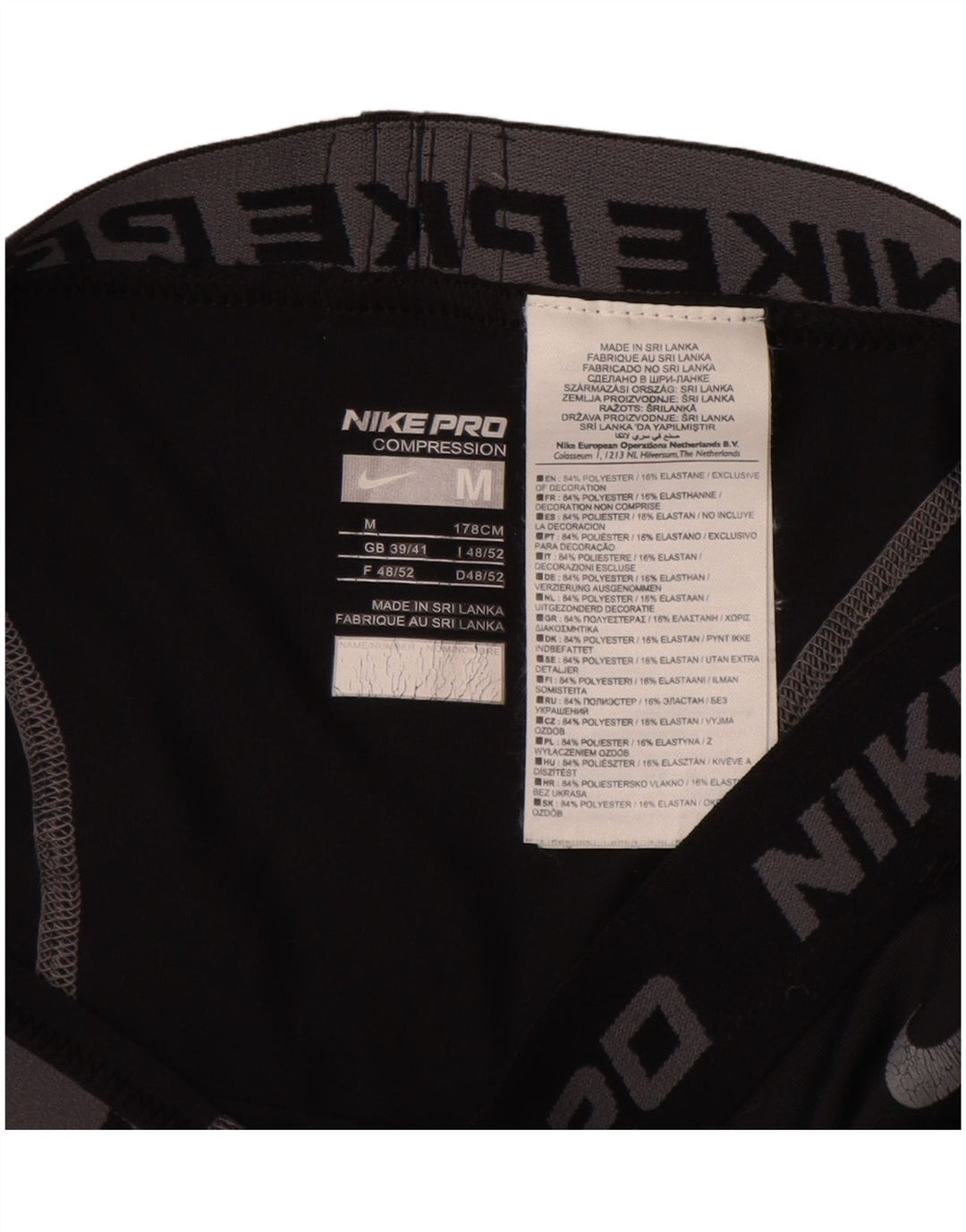 Nike Mens Graphic Leggings UK 39/41 Medium Black Polyester