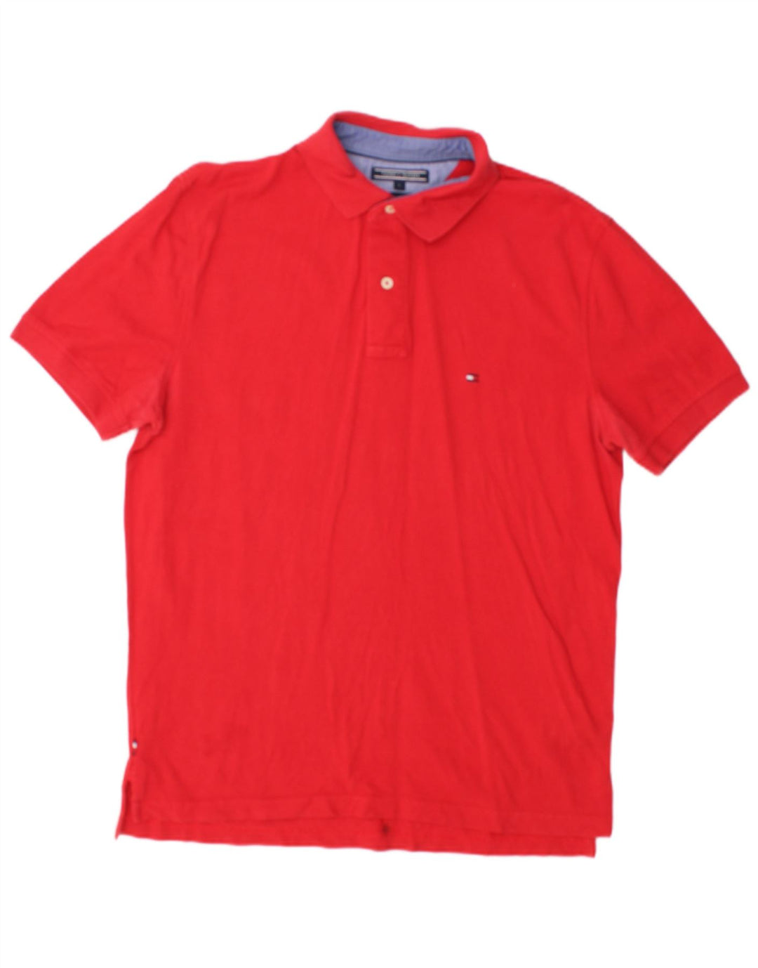 TOMMY HILFIGER Mens Polo Shirt Large Red Cotton