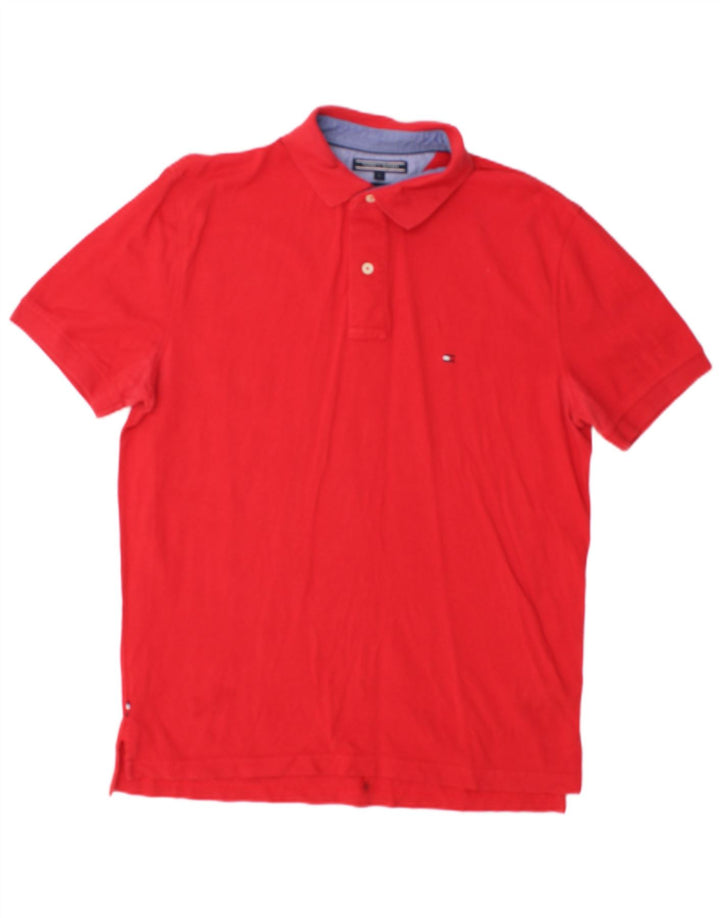 TOMMY HILFIGER Mens Polo Shirt Large Red Cotton