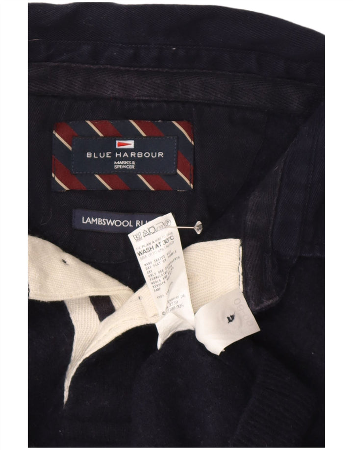 Marks & Spencer Mens Blue Harbour Polo Neck Jumper Sweater Large Navy
