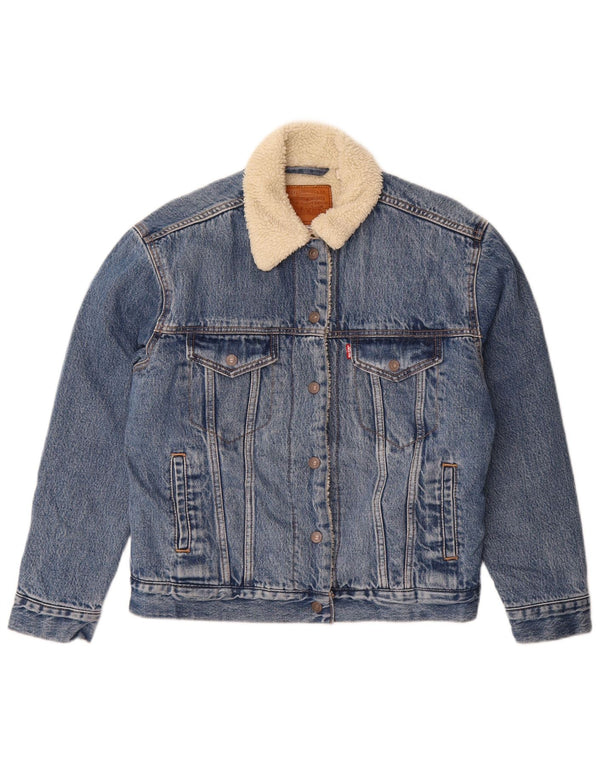 Jachetă Sherpa de denim supradimensionată pentru femei Levi's UK 10 Bumbac albastru mic