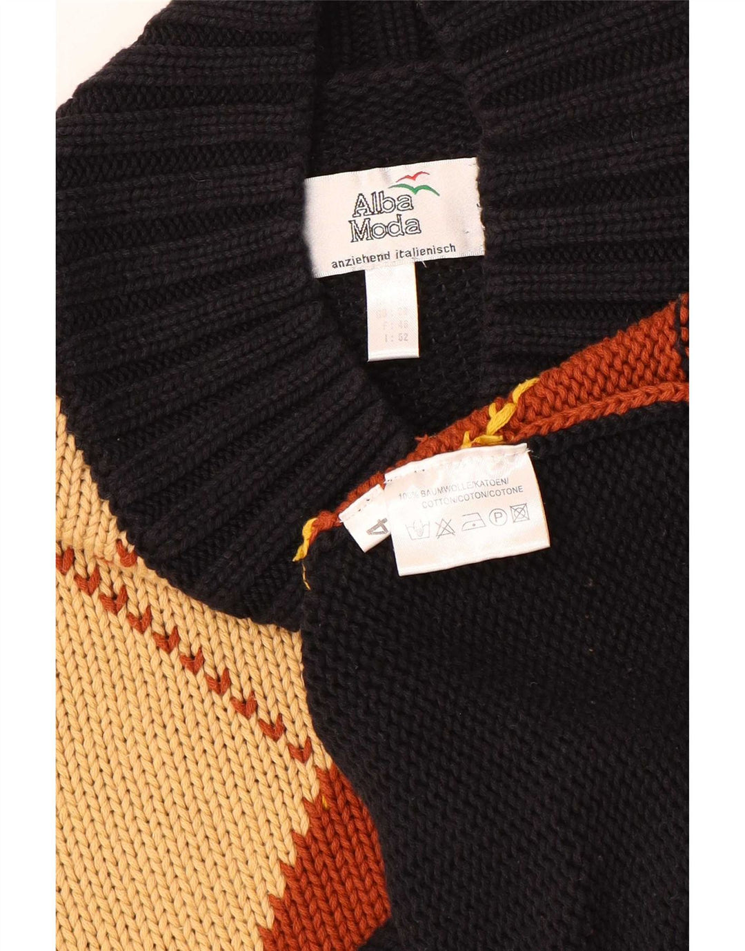 Alba Moda Womens Turtle Neck Jumper Sweater UK 20 2XL Black Argyle/Diamond