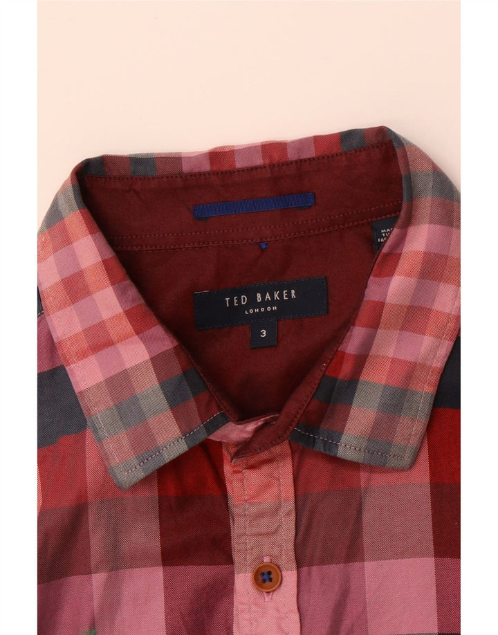 TED BAKER Mens Short Sleeve Shirt Size 3 Medium Red Check