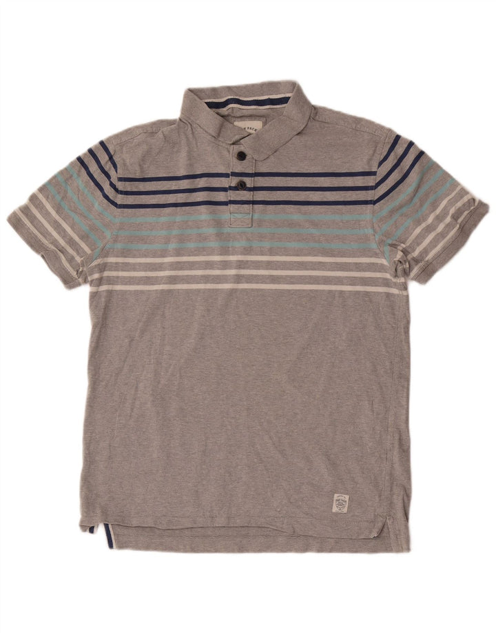 Fat Face Mens Polo Shirt Medium Grey Striped Cotton