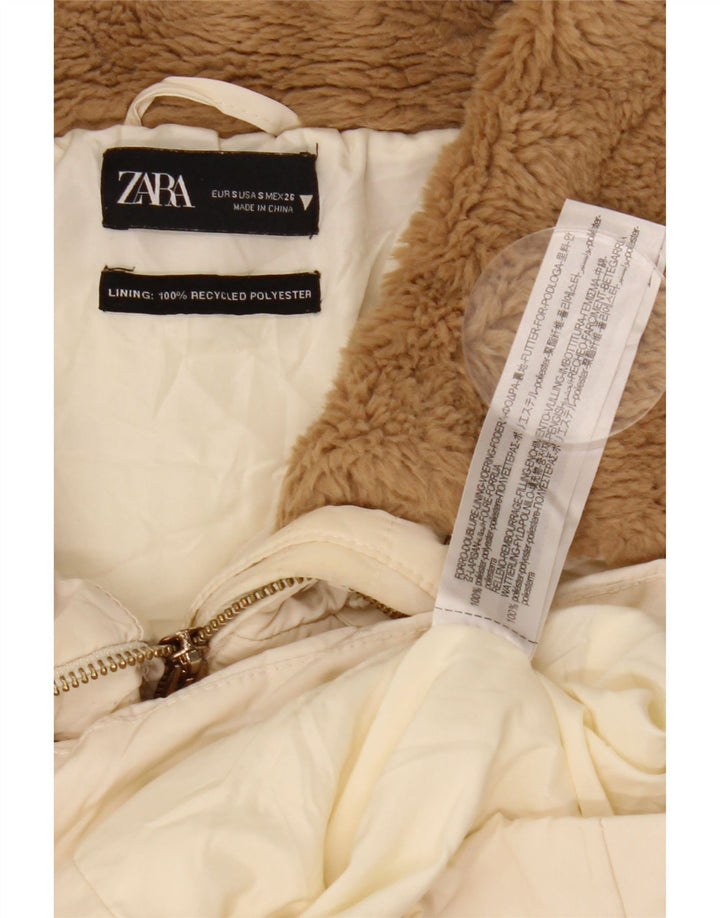 Zara Womens Oversized Padded Jacket UK 10 Small White Polyester