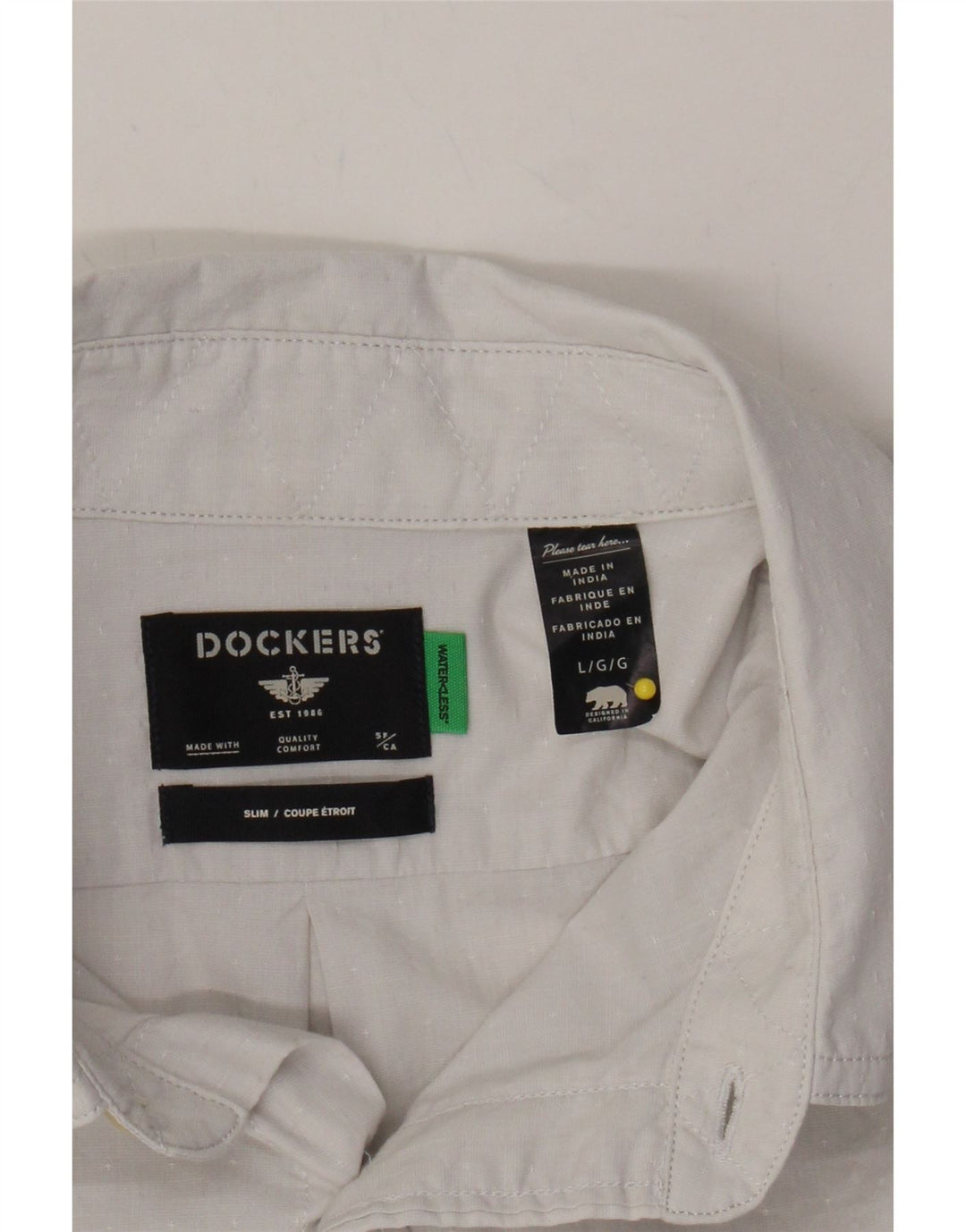 DOCKERS Mens Slim Shirt Large White Cotton Vintage Dockers and Second-Hand Dockers from Messina Hembry 