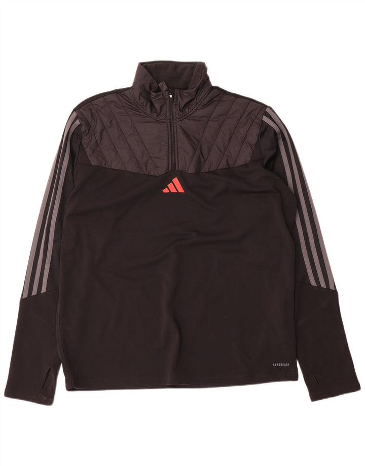 Adidas Mens Aeroready Zip Neck Pullover Tracksuit Top XL Black Colourblock