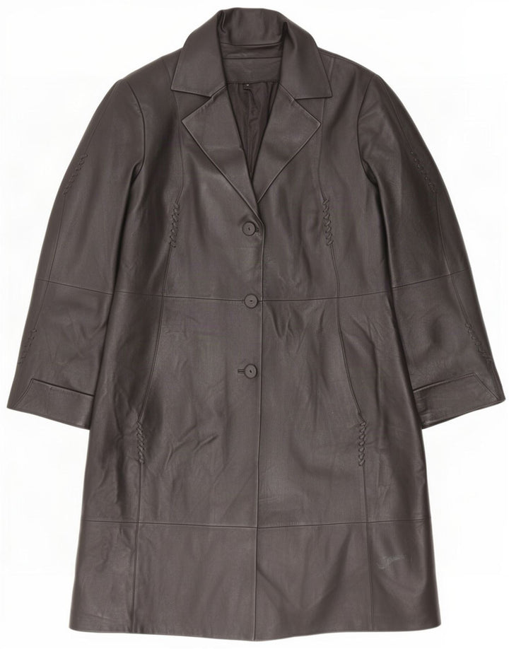 Abrigo de cuero vintage para mujer IT 48 XL Negro