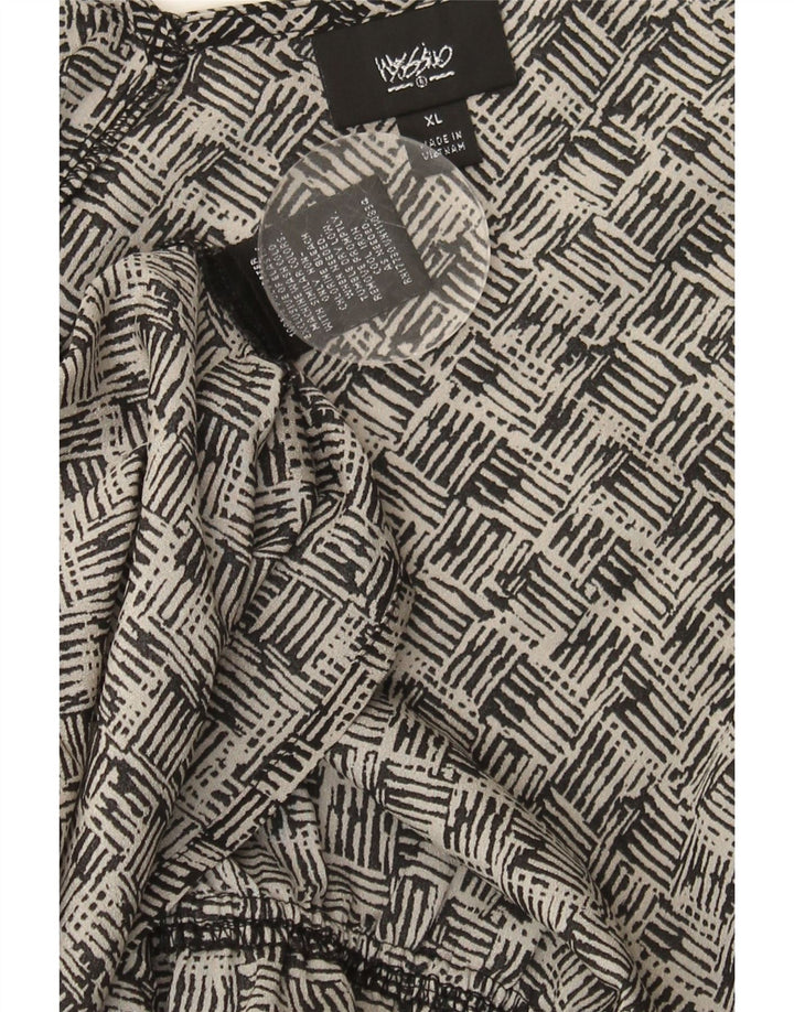 MOSSIMO Womens Ruffle Front Sleeveless A-Line Dress UK 18 XL Grey Check
