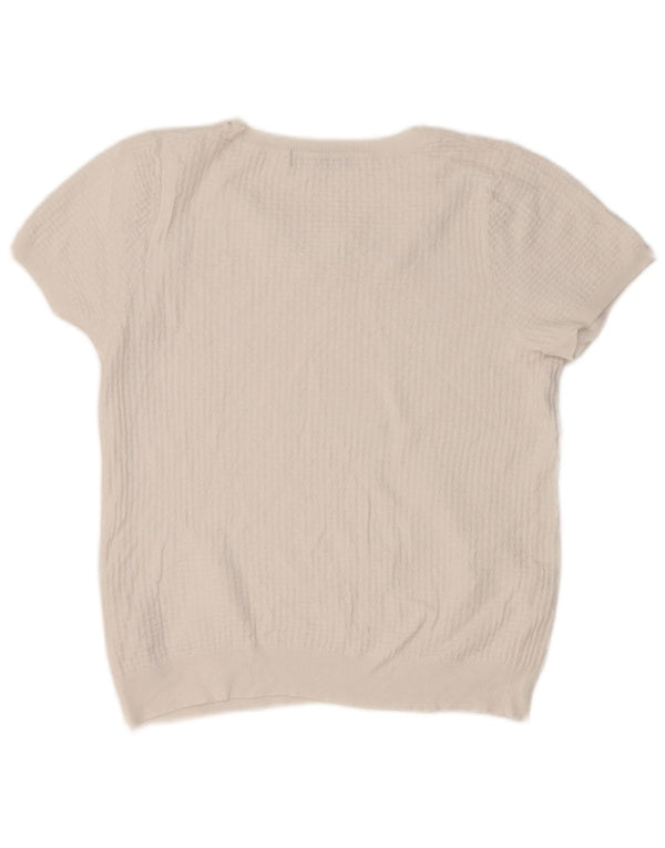 Marks & Spencer Damen Crop T-Shirt Top UK 10 Small Weiße Baumwolle