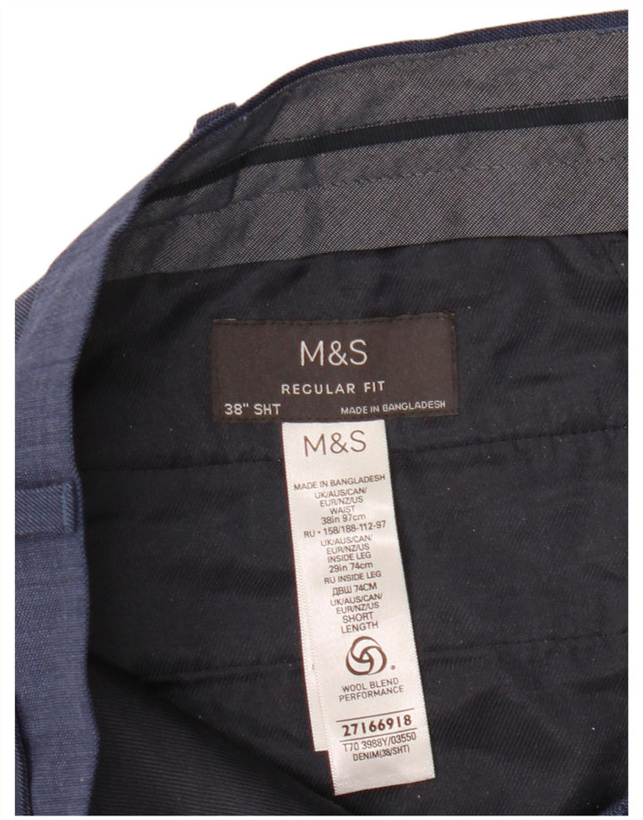 Pantaloni da abito vestibilità regolare da uomo Marks & Spencer W38 L29 lana blu