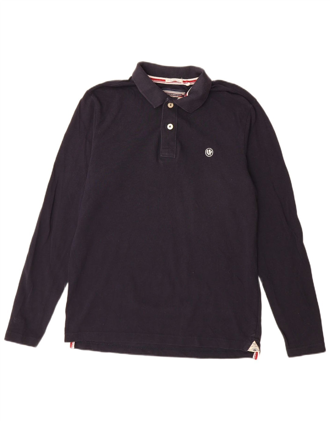 Fat Face Mens Long Sleeve Polo Shirt Medium Navy Blue Cotton