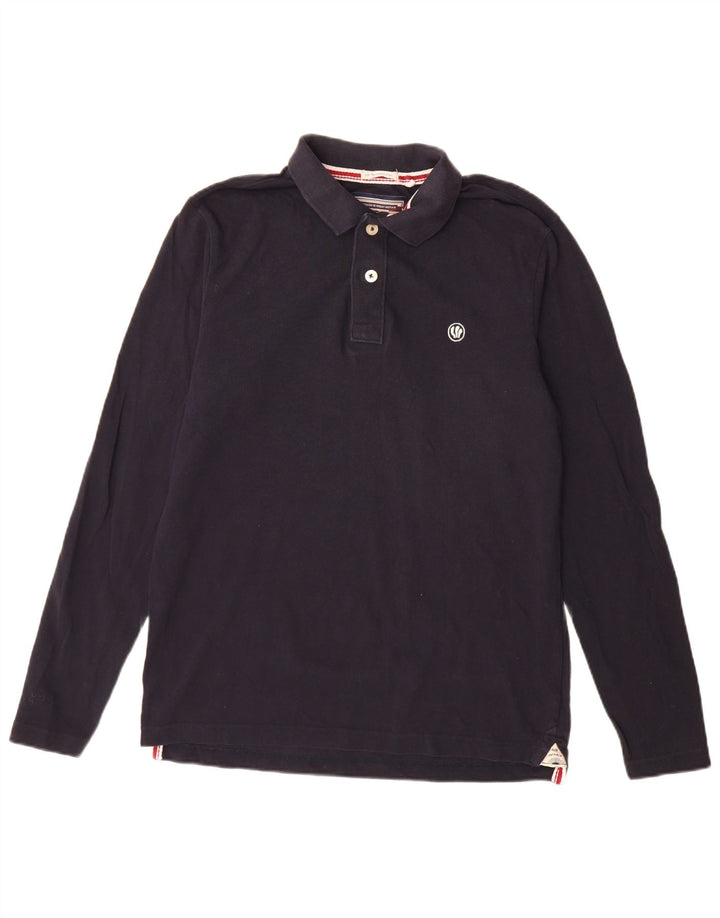 Fat Face Mens Long Sleeve Polo Shirt Medium Navy Blue Cotton