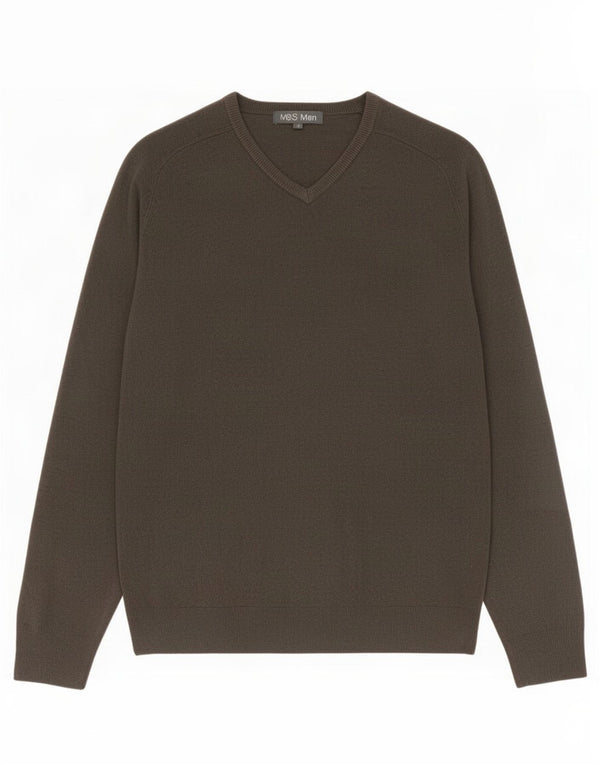 Marks & Spencer Herre V-hals sweater Medium Grå Akryl