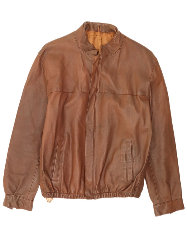 Vintage Mens Bomber Jacket IT 54 2XL Brown