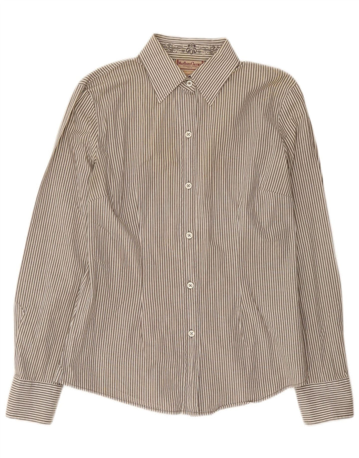 Marlboro Classics Womens Shirt EU 44 XL Grey Pinstripe Cotton