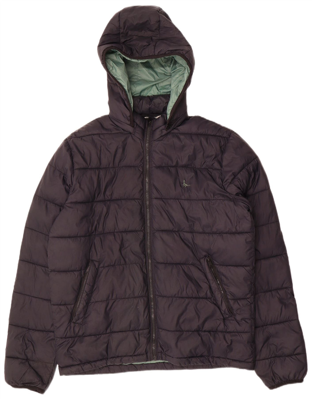 Jack Wills Mens Hooded Padded Jacket UK 38 Medium Black Nylon