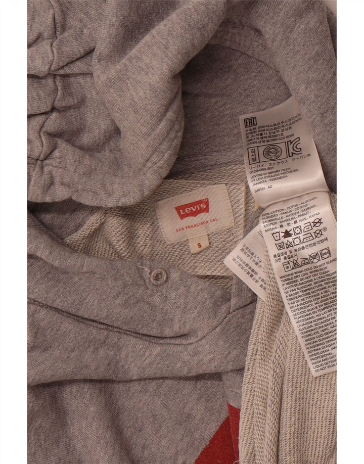 Levi's Mens Graphic Hoodie Jumper Small Grey Cotton