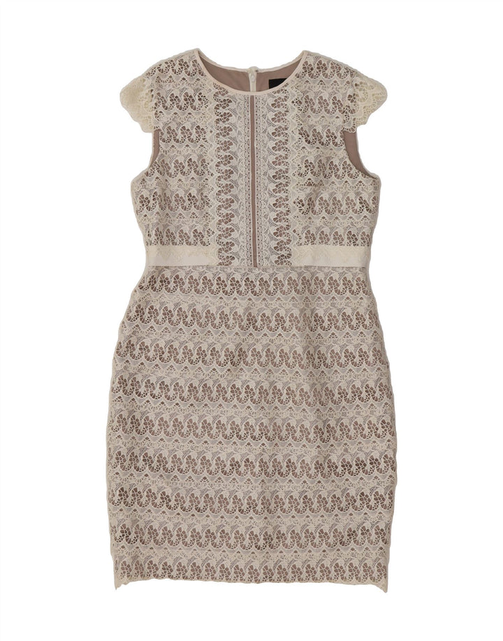 PHASE EIGHT Womens Sheath Dress UK 14 Medium Beige Floral Polyester Vintage Phase Eight and Second-Hand Phase Eight from Messina Hembry 