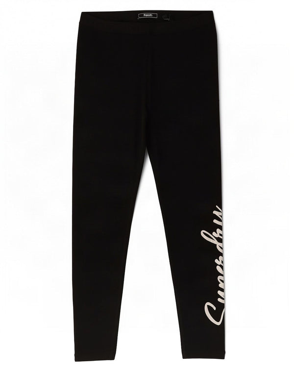 Superdry Womens Crop Graphic Leggings UK 14 Grande Algodão Preto
