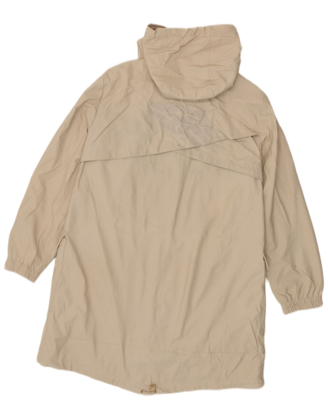 Zara Womens Hooded Windbreaker Coat UK 16 Large Beige Polyester