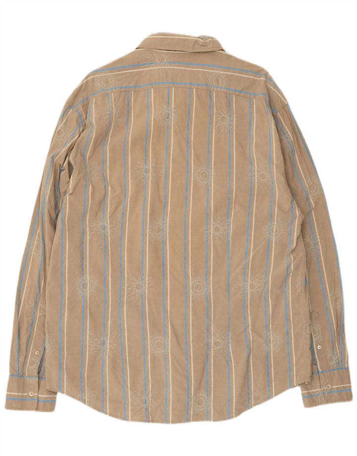 Camicia da uomo Ted Baker taglia 6 2XL cotone a righe beige