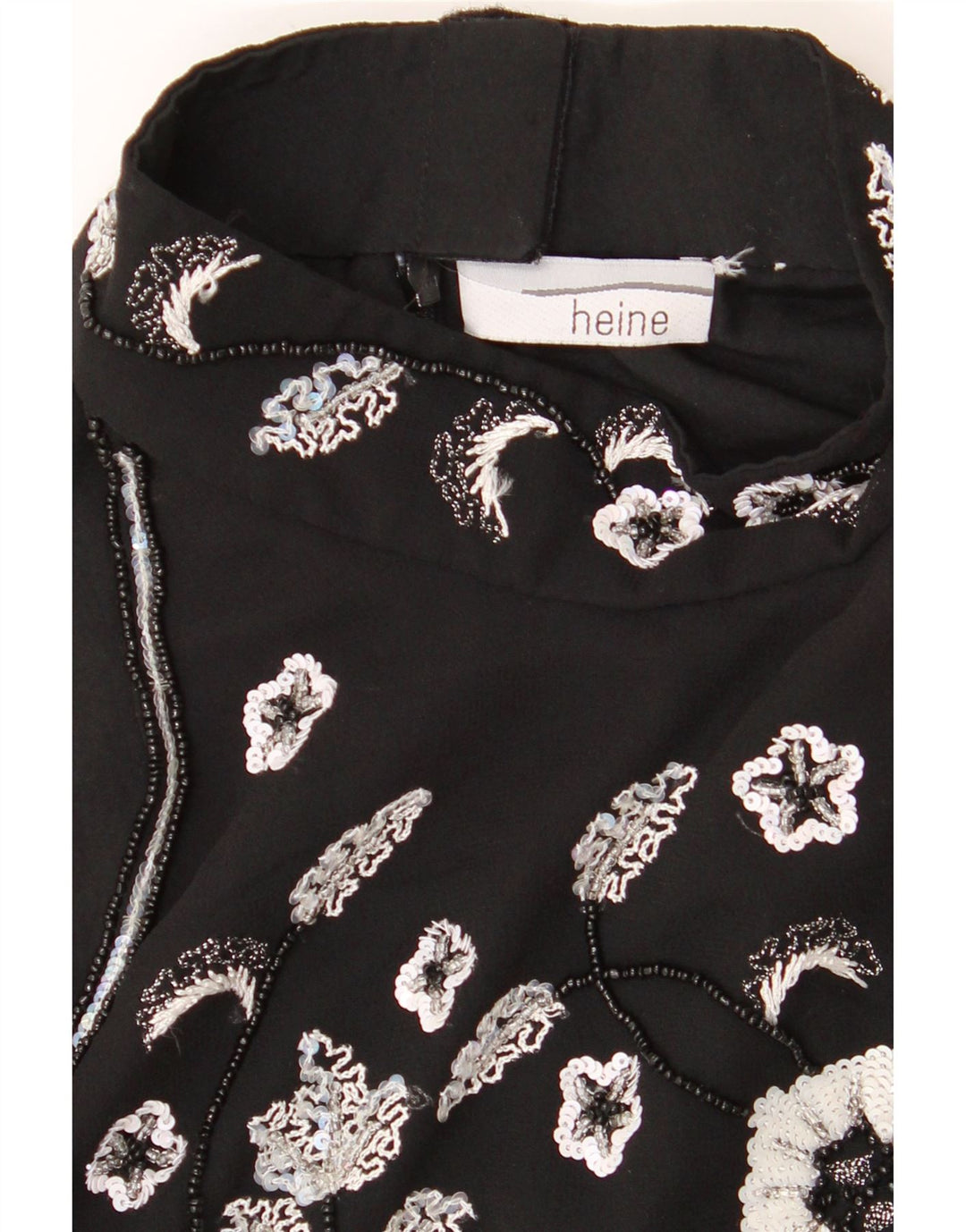 HEINE Womens Sleeveless Blouse Top UK 12 Medium Black Floral Polyester Vintage Heine and Second-Hand Heine from Messina Hembry 