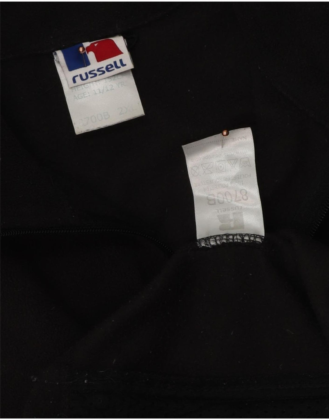 Russell Athletic Boys Fleece Jacket 11-12 Years 2XL Black Polyester