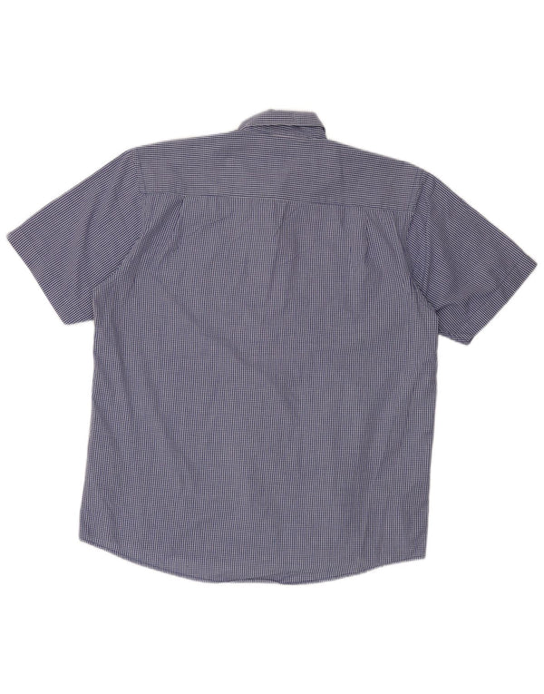 Camicia da uomo a maniche corte Regular Fit Pierre Cardin XL in cotone a quadretti blu