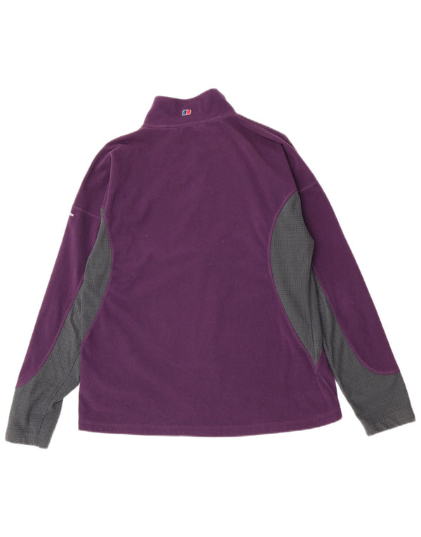 Berghaus Womens Zip Neck Fleece Jumper UK 18 XL Purple Colourblock Sports