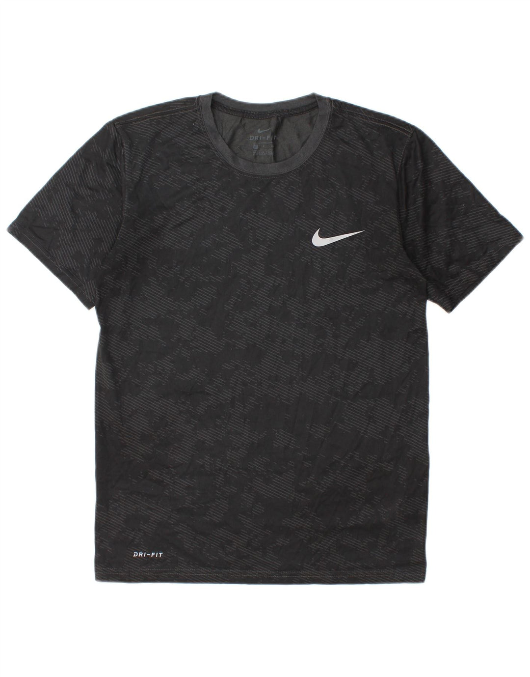 Nike Herre Dri Fit T-shirt Top Lille sort Camouflage Polyester