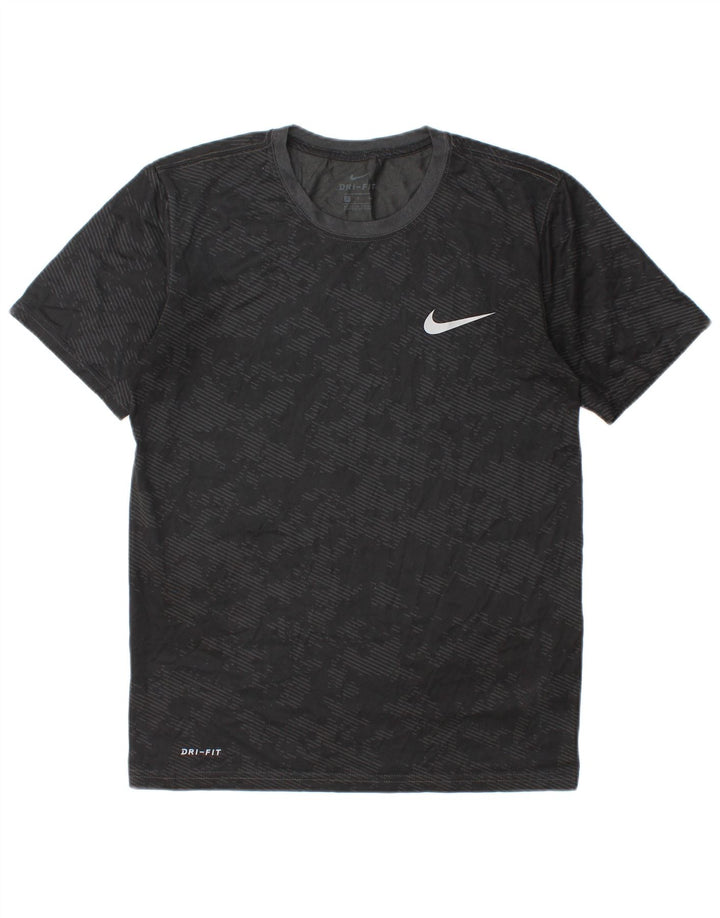 Nike Herre Dri Fit T-shirt Top Lille sort Camouflage Polyester
